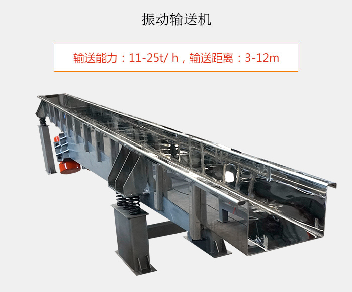 振動(dòng)輸送機(jī)：輸送能力：11-25t/ h，輸送距離：3-12m