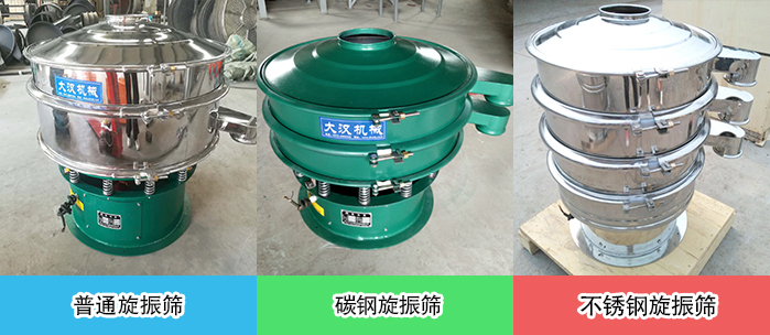 醫(yī)藥振動篩常見材質(zhì)展示：碳鋼＋不銹鋼，不銹鋼，碳鋼等材質(zhì)展示