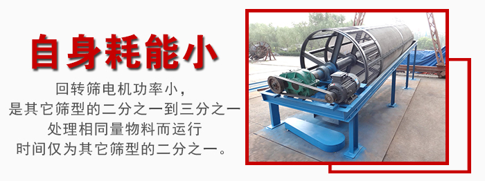 滾筒篩耗能小，使用壽命長，維修方便